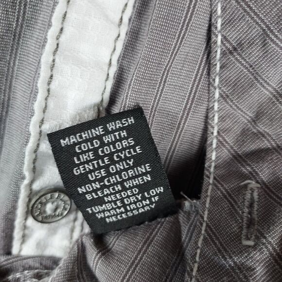 Buckle Black Striped Shirt Men’s Medium M Snap Button Long Sleeve Cotton Blend - Picture 8 of 9